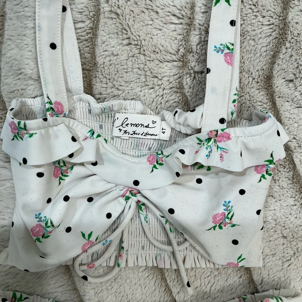 KIDS: For Love And Lemons Floral Polka Dot 2 Piece Bathing Suit